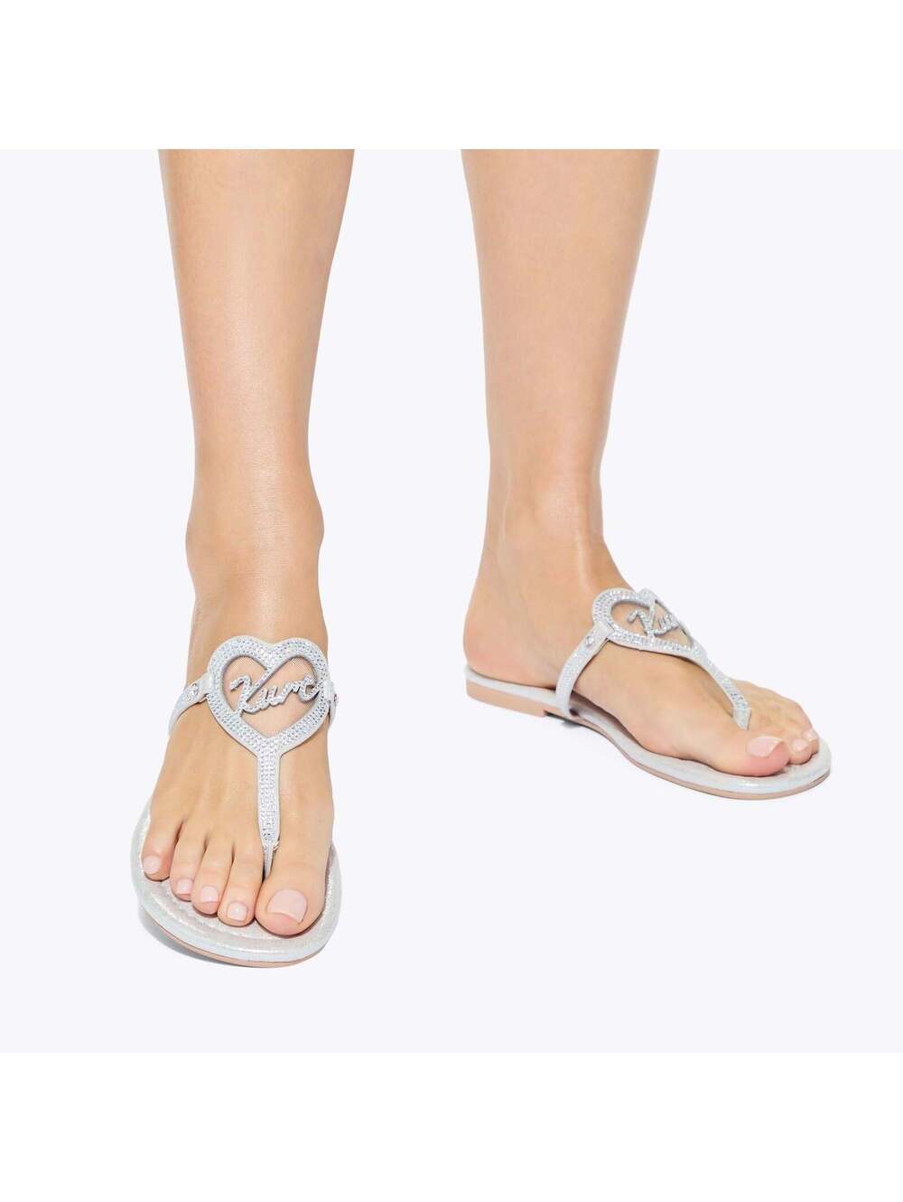 Kurt Geiger Heart T-Bar Silver Crystal Sandal EU 39 / US 8